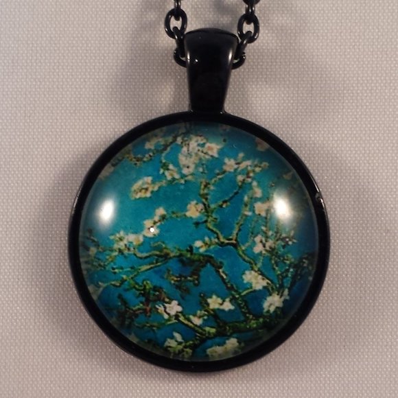 Kristy's Jewels Jewelry - Silver Cherry Blossom Flower Cabochon Necklace